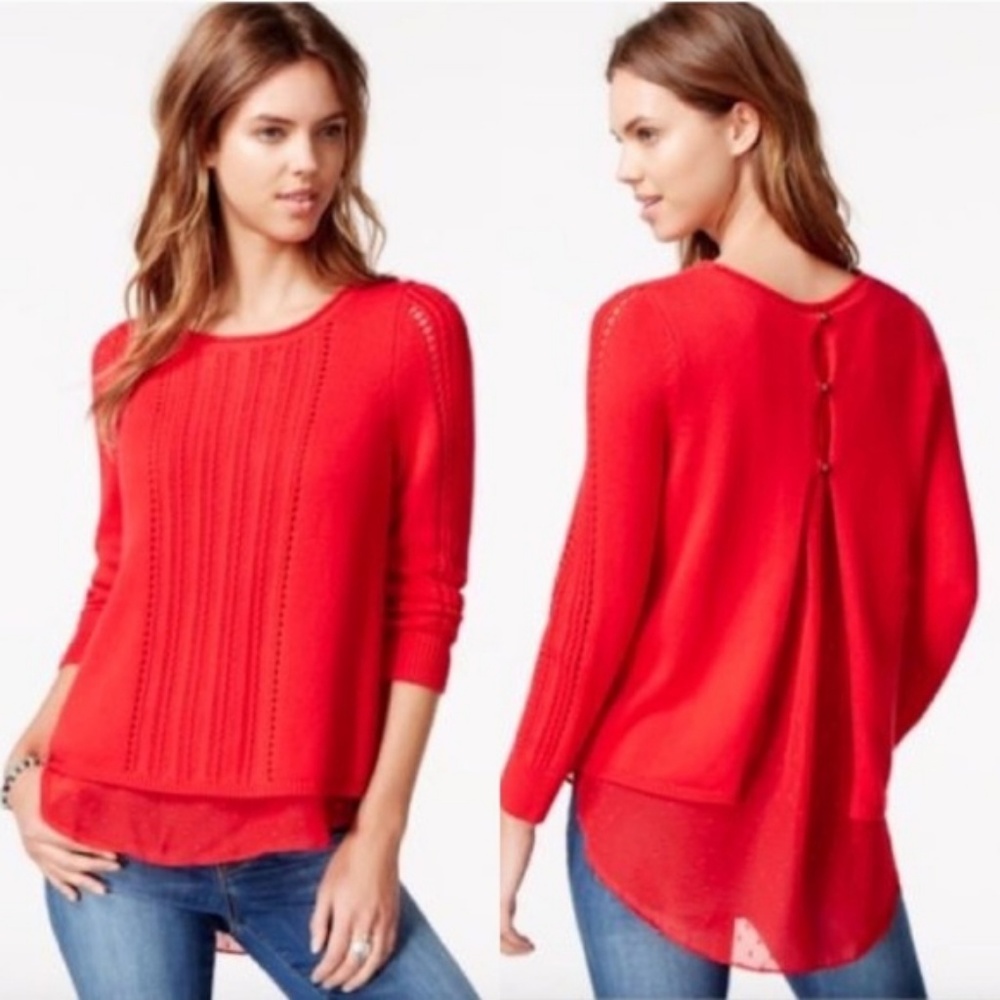 Lucky Brand Red Split Back Sweater